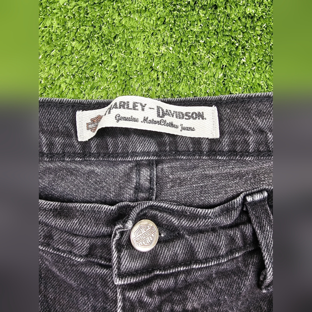 Harley davidson womens straight leg jeans high rise slim size 12 dark wash black - Picture 4 of 11